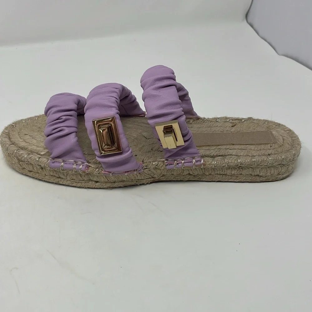 ASOS Design Purple Slip-On Double Scrunchie Strap Flat Espadrille Sandals Size 7